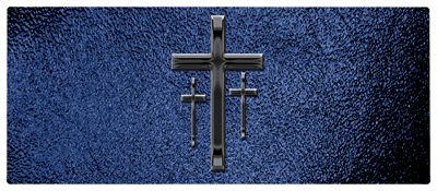 DNSEMP-L-517-BK-SH-BL Black 3 Crosses Shimmer Blue